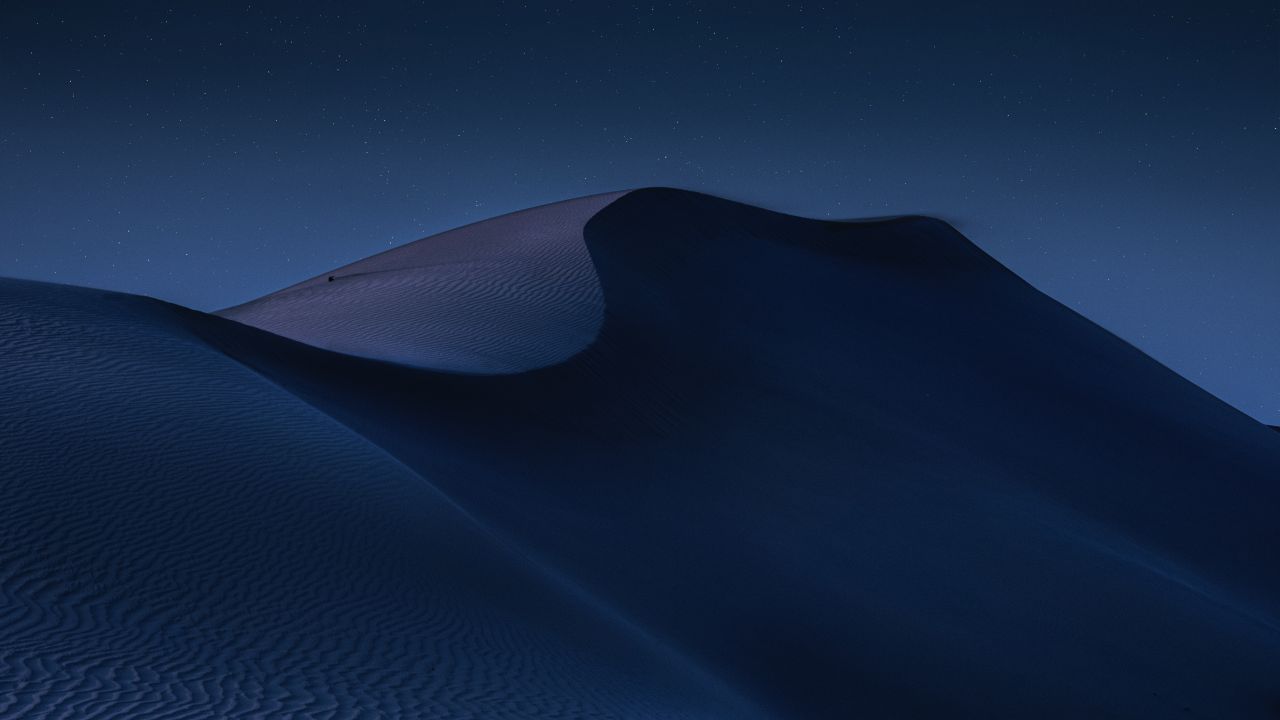 Desert Wallpaper 4K, Sand Dunes, Night, Moon light, Abu Dhabi, Blue