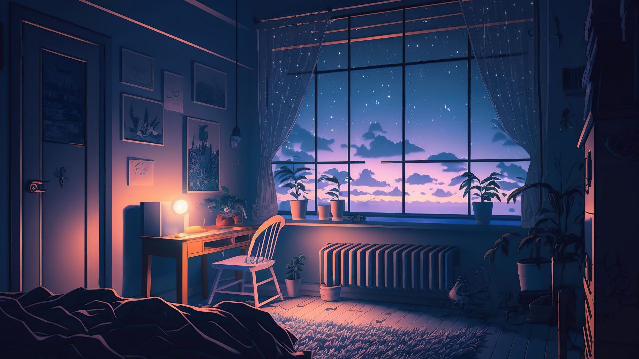 lofi bedroom night