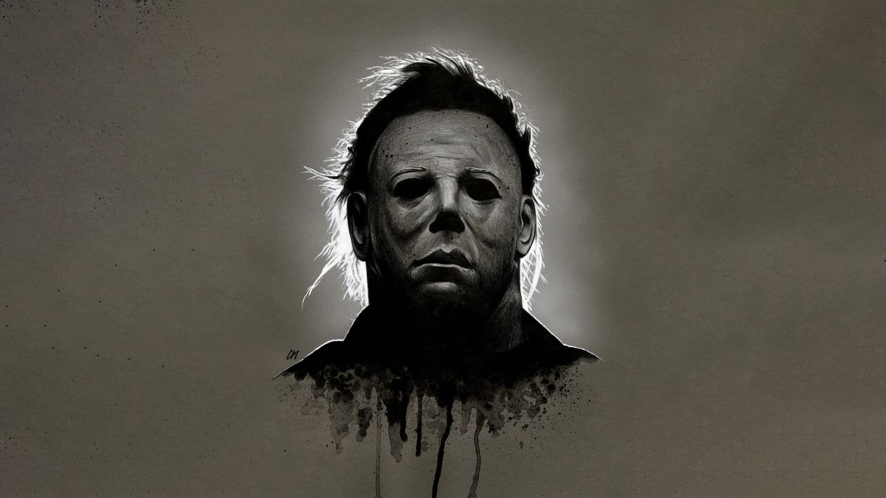 Spooky Wallpaper 4K, Michael Myers, Dark background