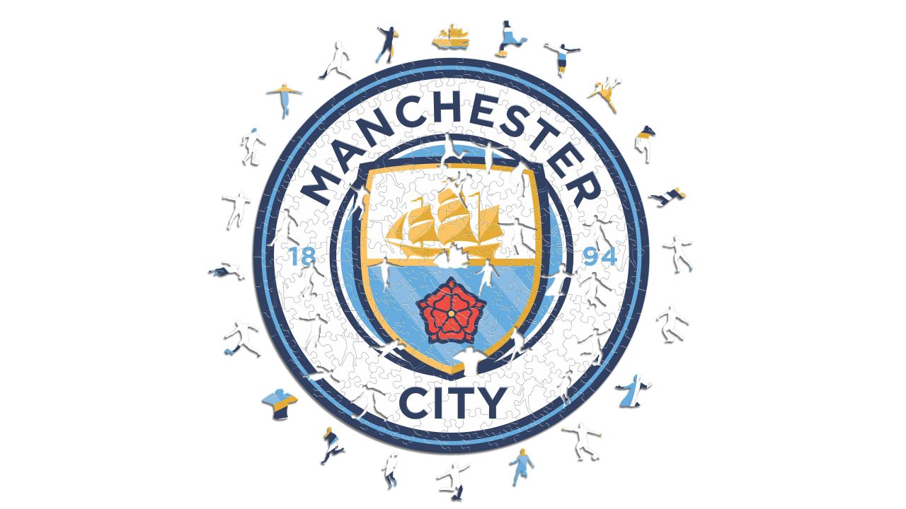 Manchester City FC Wallpaper 4K, Crest, White background, NFL team