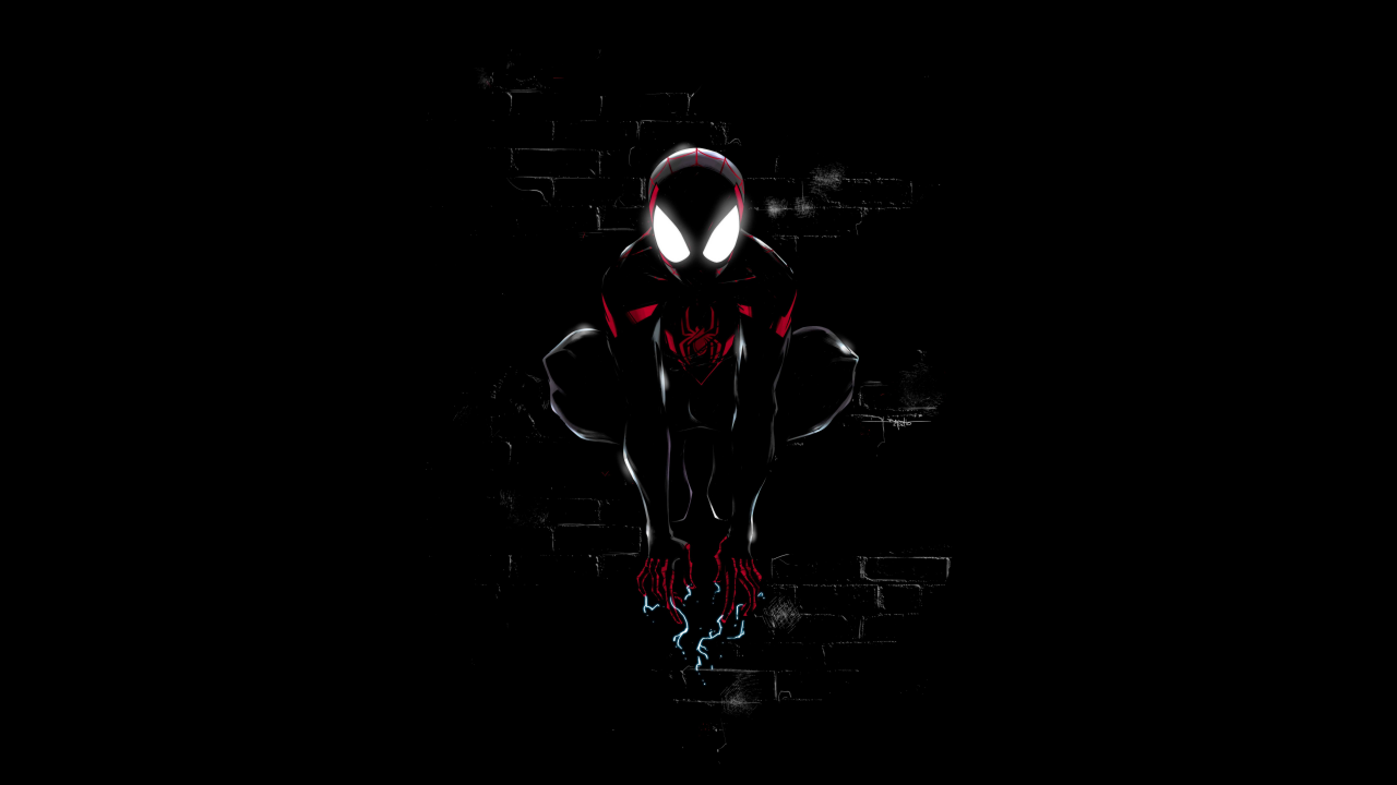 miles morales spider man dark black background artwork 5k 8k