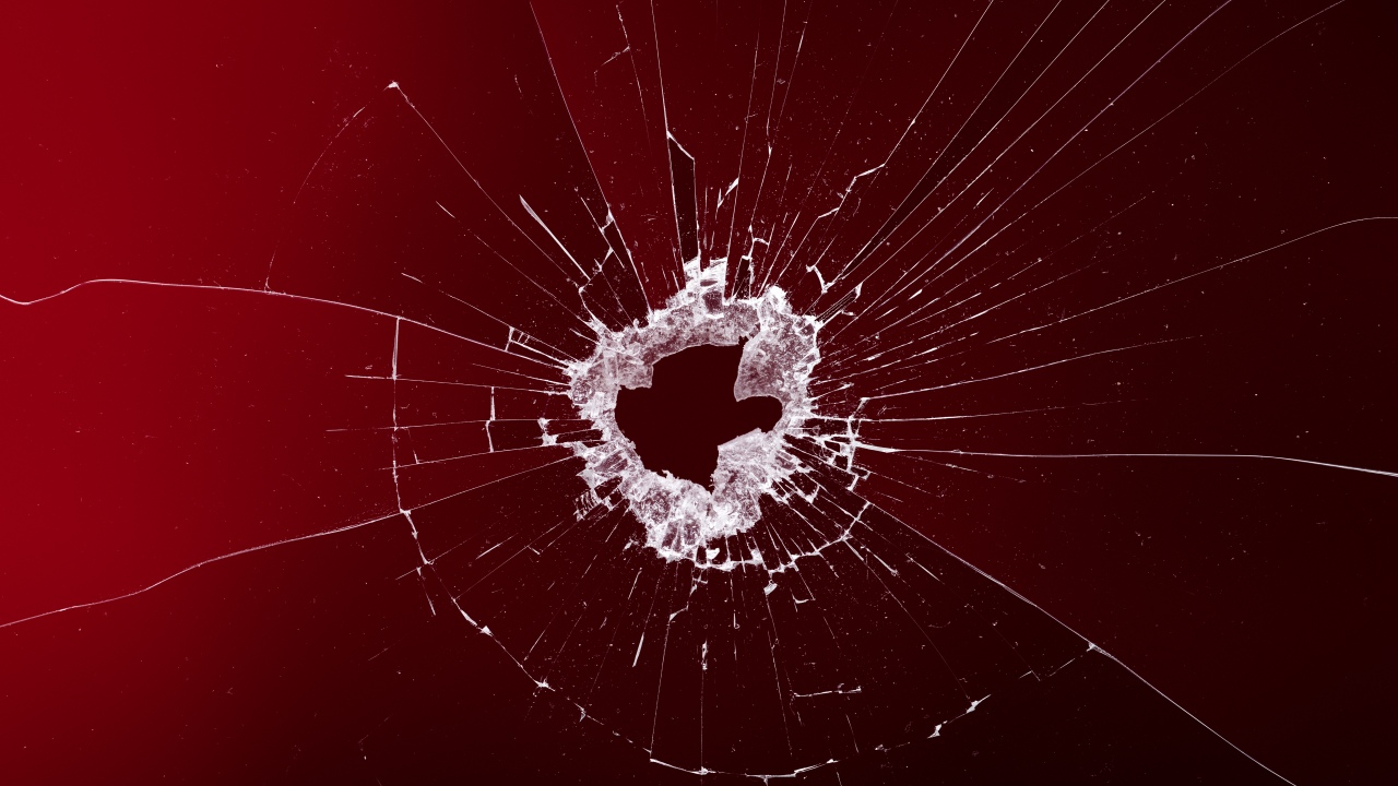 shattered glass red