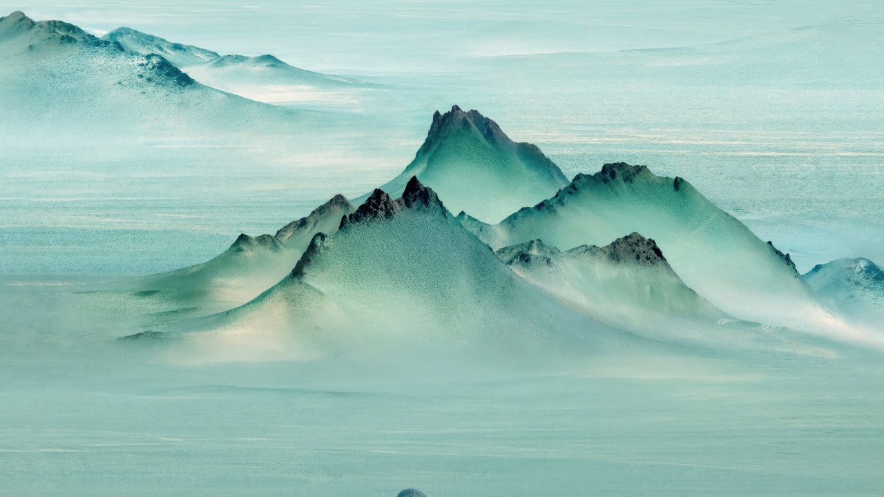 mountain peaks teal