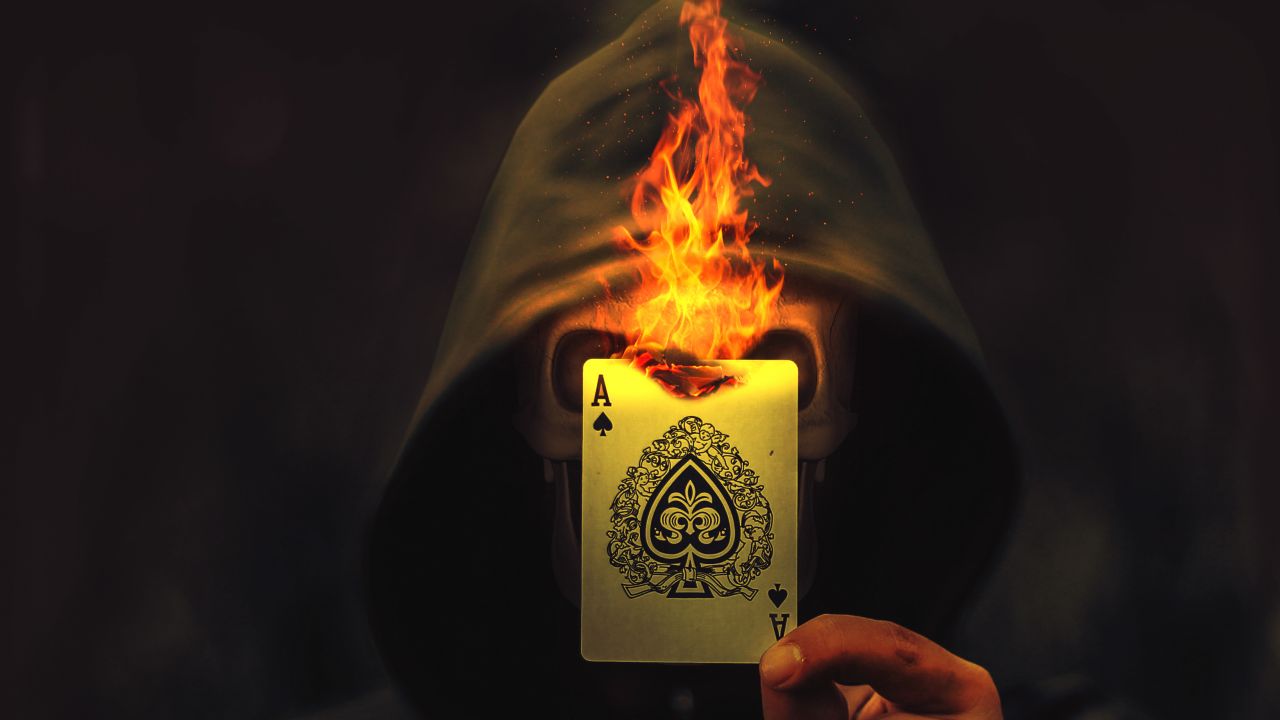 Ace of Spades Wallpaper 4K, Skull, Hoodie, Burning, Playing card ...