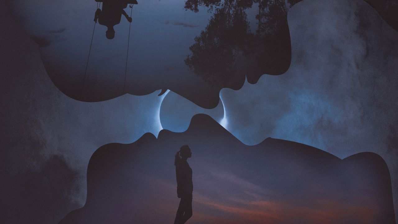 Couple Wallpaper 4K, Lonely, Silhouette, Eclipse