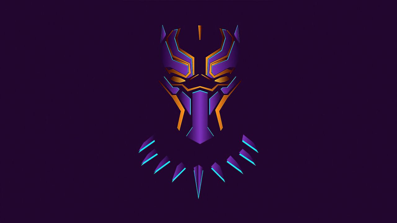 Black Panther Wallpaper 4K, Purple background, Minimal art