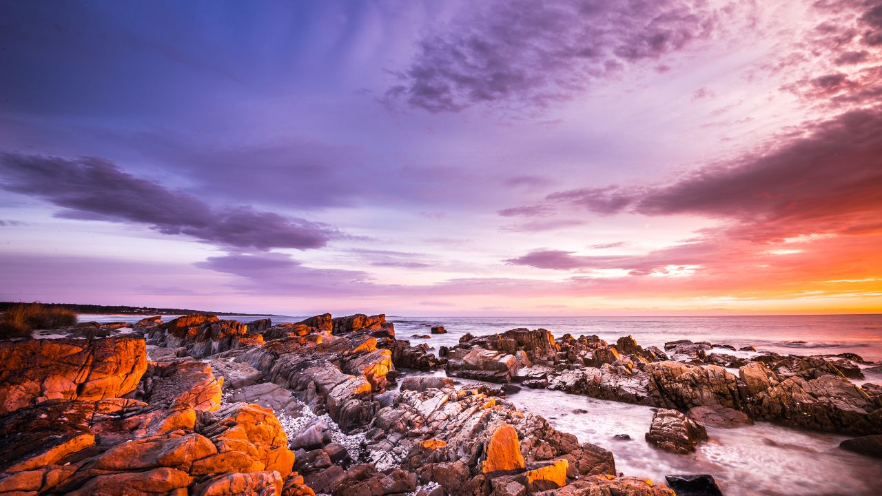 Bay of Fires Wallpaper 4K, Tasmania, Australia, Sunrise