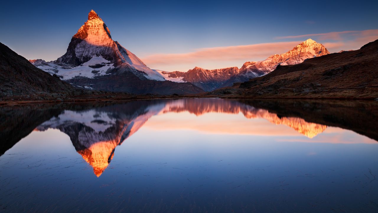 Riffelsee Lake Wallpaper 4K, Switzerland, Glacier mountains, Snow