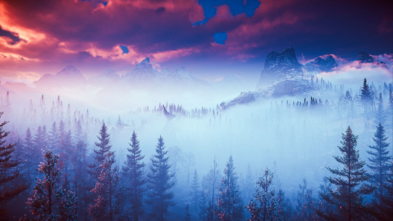 Horizon Zero Dawn Wallpaper 4K, Scenery, Foggy, PlayStation 4