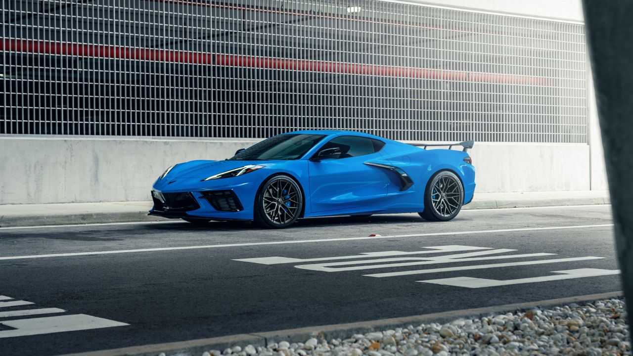 Chevrolet Corvette C8 4K Wallpaper, Blue, Tarmac, 5K, Cars, #4190