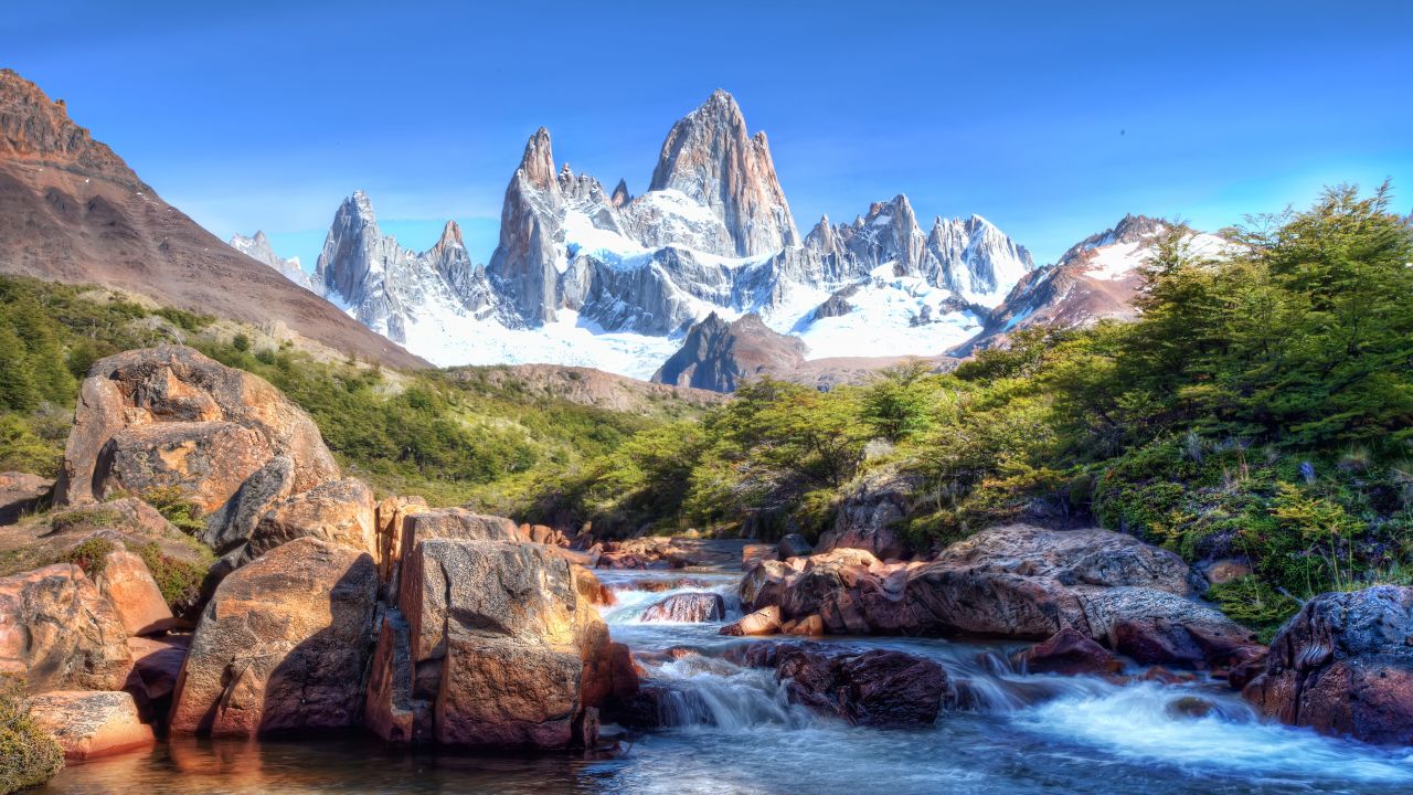 Fitz Roy Wallpaper 4K, Patagonia, Glacier mountains, Snow covered