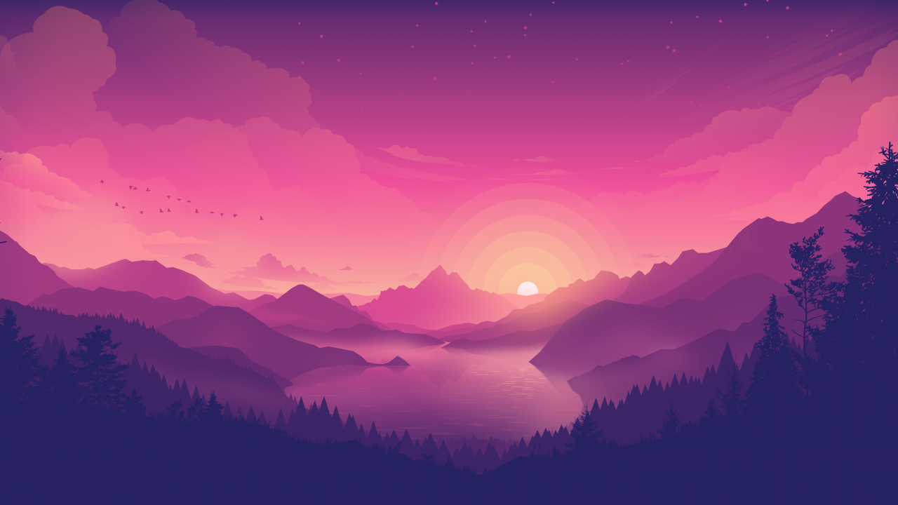 Lakeside Wallpaper 4k, Aesthetic, Pink Sky, Sunset