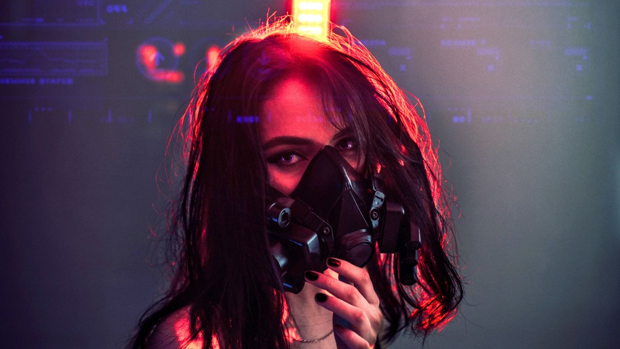 girl respirator mask urban hd