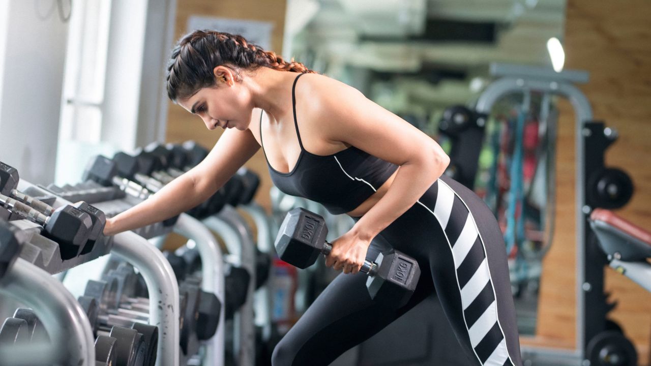 samantha indian actress fitness workout zym weight lifting
