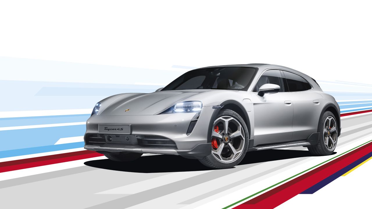 porsche taycan 4s cross turismo white background 2021 5k