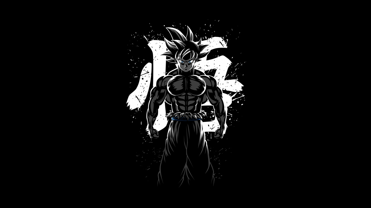 goku musculoso dragon ball z amoled minimal black