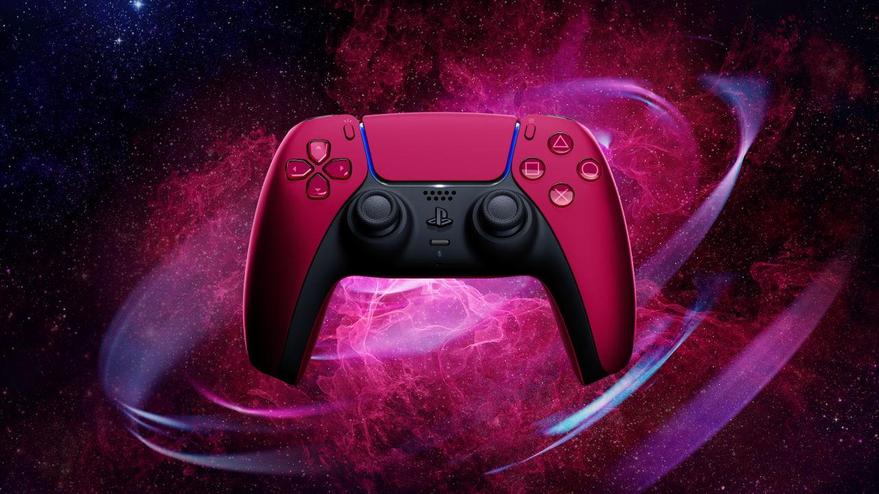 Sony PS5 Wallpaper 4K, DualSense Wireless Controller, Cosmic Red