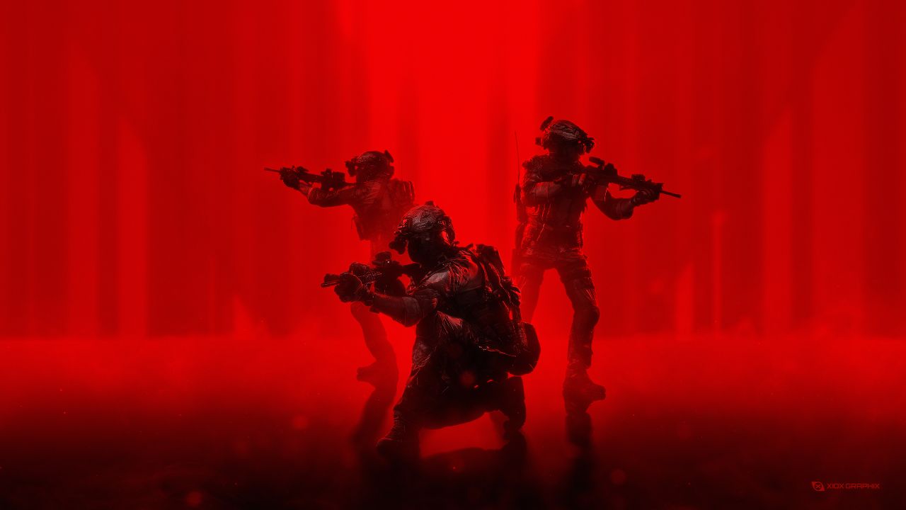 soldiers military operation red background
