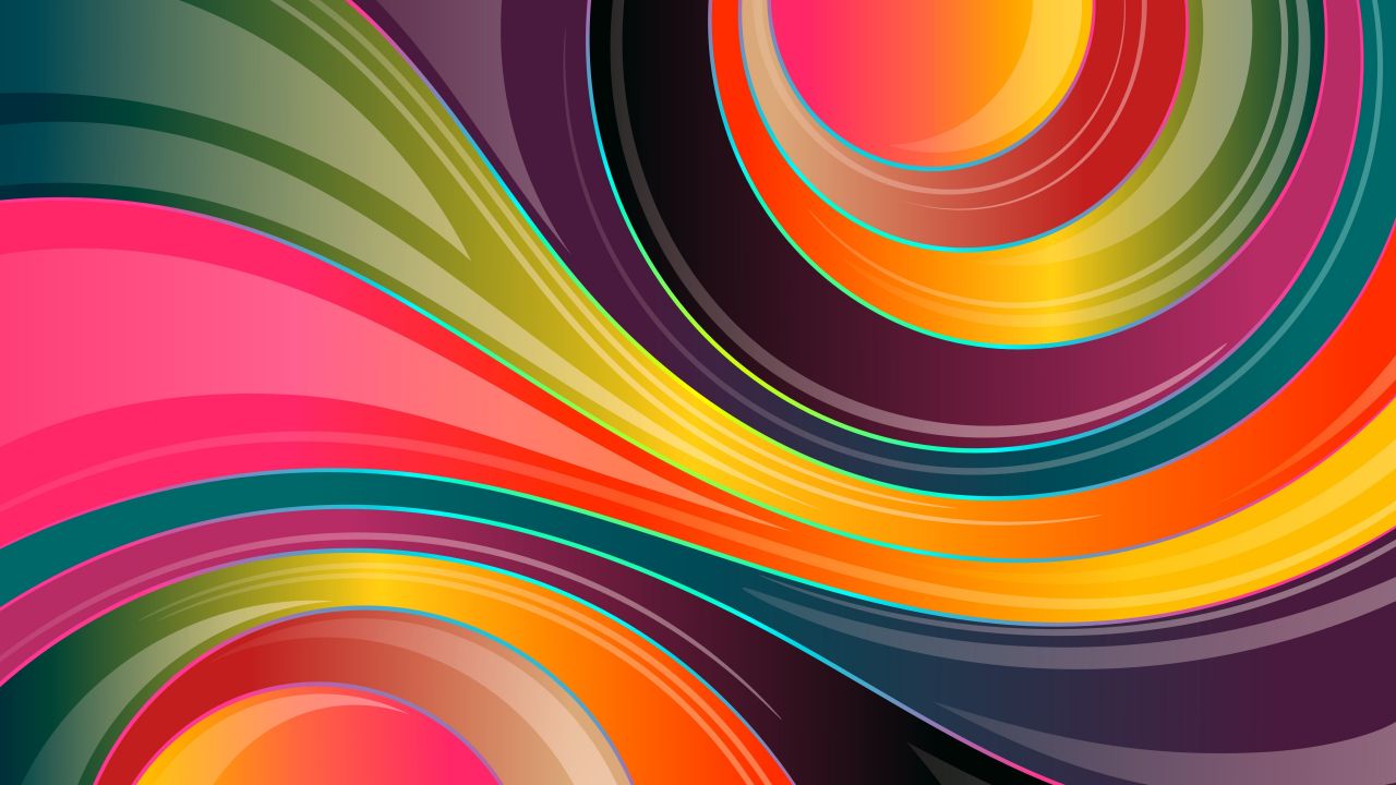 Colorful background Wallpaper 4K, Waves, Lines, Glossy, Multicolor