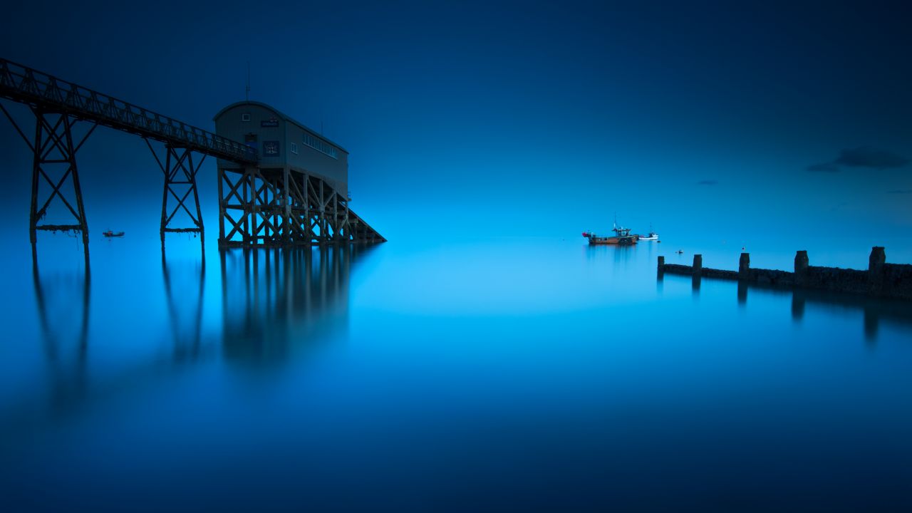 selsey lifeboat station england seascape blue background