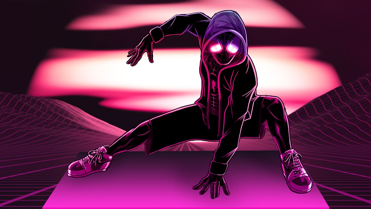 miles morales spider man neon pink
