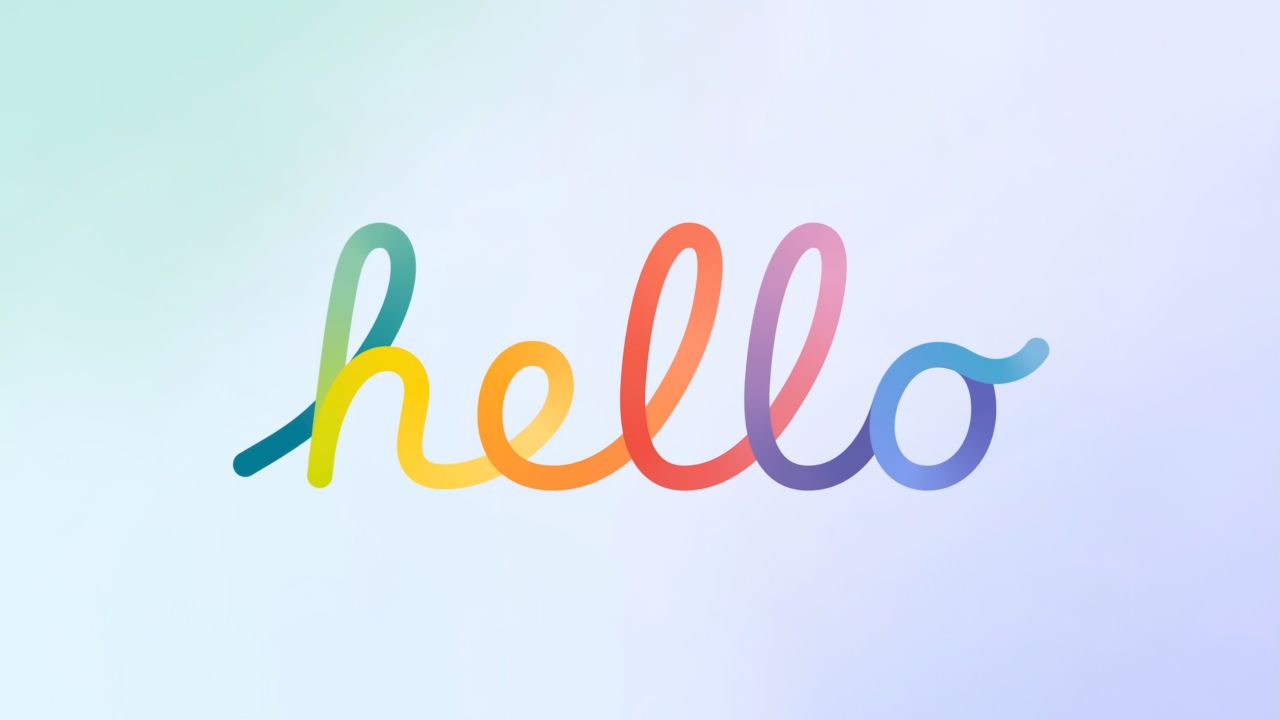 hello typography gradient background colorful white