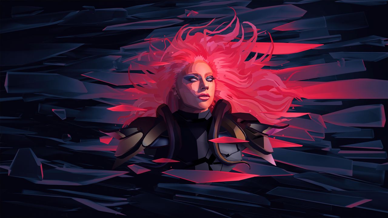 Lady Gaga Wallpaper 4K, American singer, Artwork, Low poly, Graphics