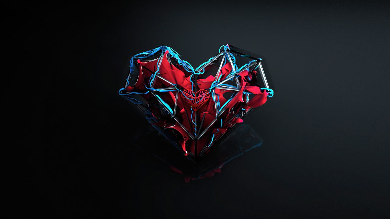 Love heart Wallpaper 4K, Dark aesthetic, Artwork