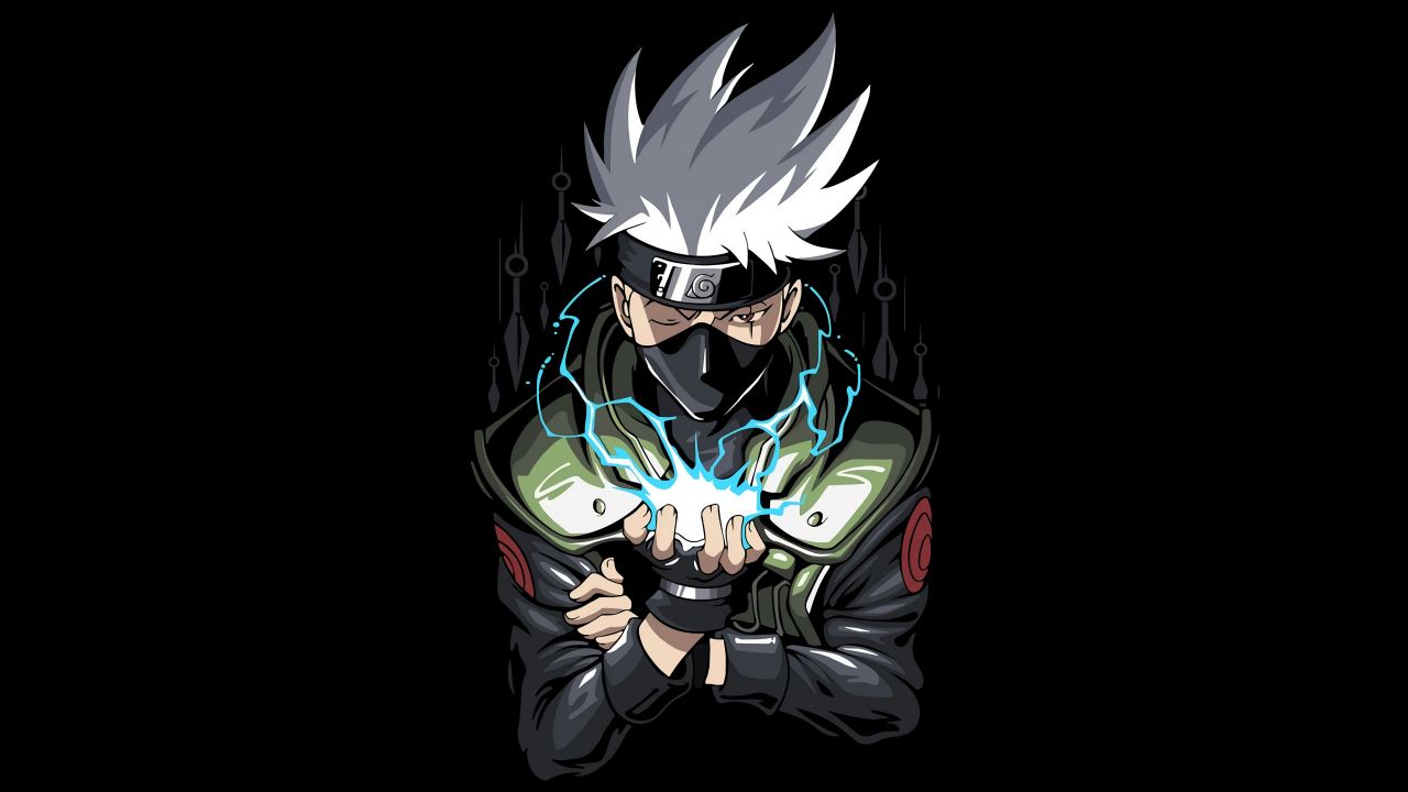 kakashi hatake naruto amoled black background artwork