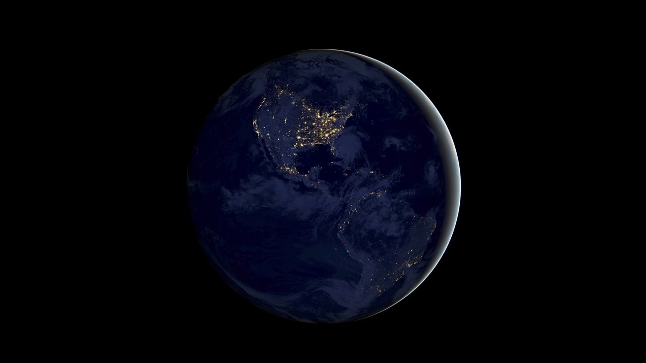 Earth Wallpaper 4K, Night, iOS 11, Stock, Black background, iPad, Space