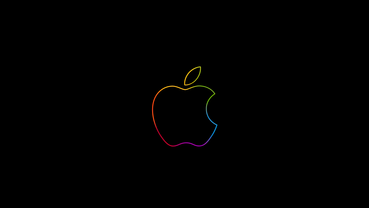 Apple logo Colorful Outline Black background iPad HD AMOLED 
