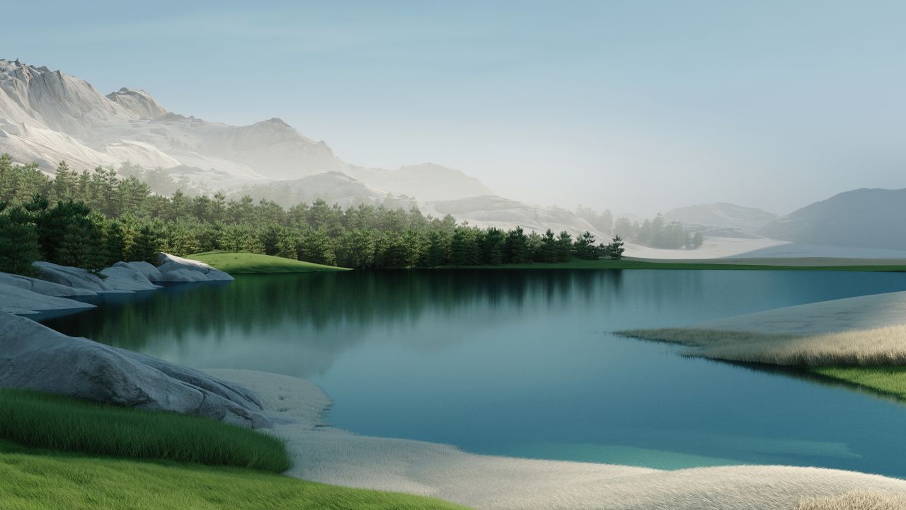 Landscape Wallpaper 4K, Windows 11, Lake, Forest, Daytime