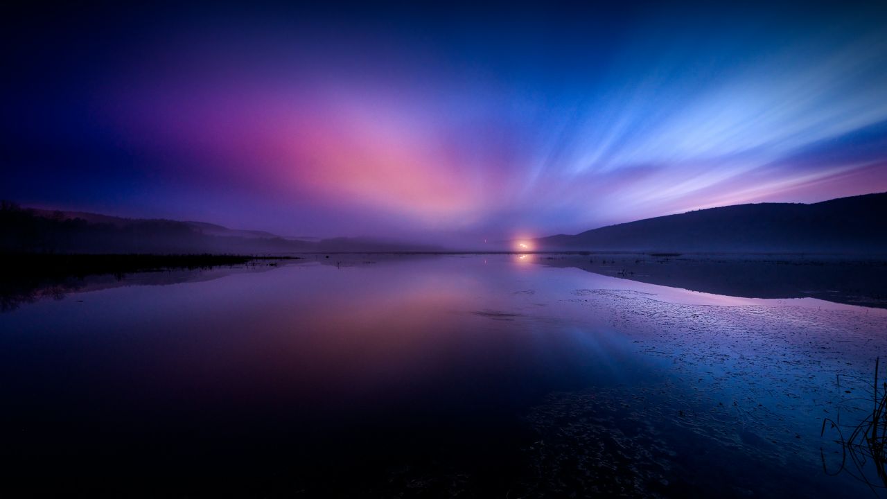 Aurora Borealis Wallpaper 4K, Landscape, Dusk, Lake