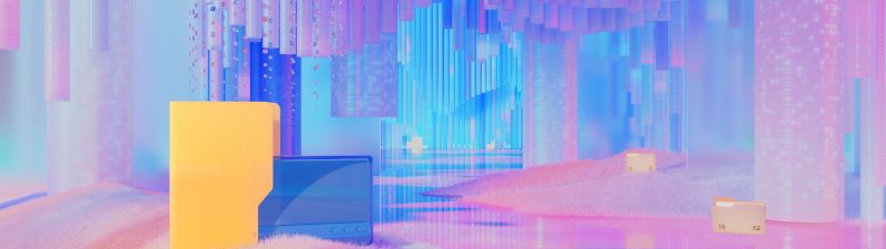 Microsoft Design, Folder, Surreal, 3D background, Landscape, Aesthetic, Colorful background, Multicolor