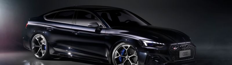 Audi RS 5 Sportback competition, Sports sedan, Black cars, Dark background, 5K, 8K