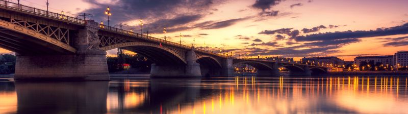 Margaret Bridge, Budapest, Hungary, Night, Sunset