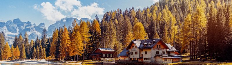 Lake Nambino, Italy, House, Fall, Alps