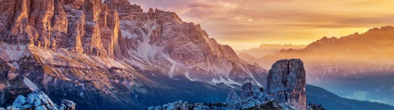 Mountains, Cinque Torri, Italy, Scenery, Sunlight