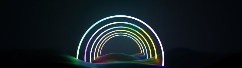 Neon art, Rainbow, Glowing, Dark aesthetic, 5K