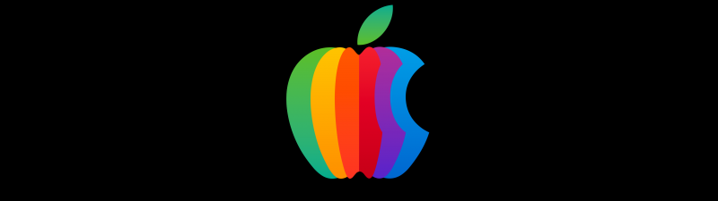 Rainbow, Apple logo, AMOLED, Colorful, Black background