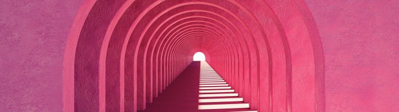 Pink aesthetic, Arches, Tunnel, 5K