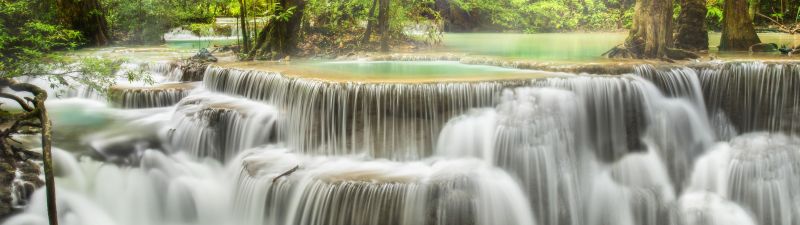 Erawan Falls, Waterfall, Forest, Spring, Rainforest, Thailand, 5K