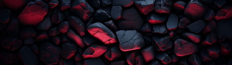 Black rocks, Dark aesthetic, Volcanic, Pile of rocks, 5K