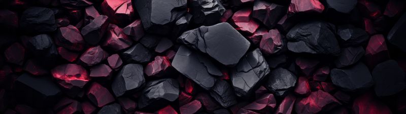 Pile of rocks, Dark aesthetic, Artistic, Black rocks, Red rocks, Volcanic, 5K