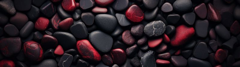 Pebbles, Artistic, Black rocks, Red rocks, Dark aesthetic, Pile of rocks, 5K