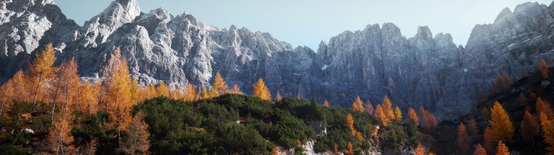 Sorapiss, Mountains, Dolomites, Rocks, Trees, Italy, 5K