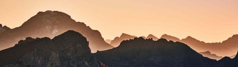 Giau Pass, Italy, Mountain range, Dolomites, Sunrise, Landscape, 5K