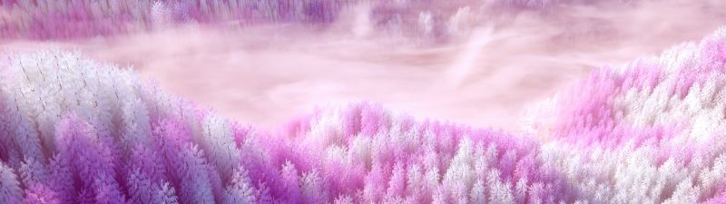 Pink aesthetic, Landscape, Surrealism, Dream, Forest, Clouds