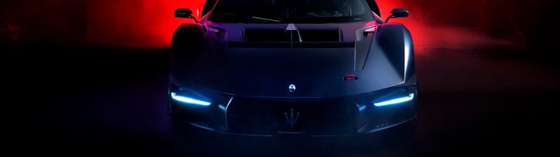 Maserati MCXtrema, Track cars, Race cars, 5K, Red background, Dark theme