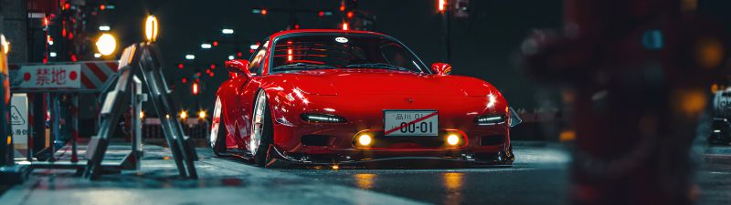 Mazda RX-7, JDM cars, Japanese, AI art, Red cars